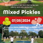 1. Mai 2024 – TENNIS Mixpickles Turnier  & PICKLEBALL kostenloser Schnupperkurs