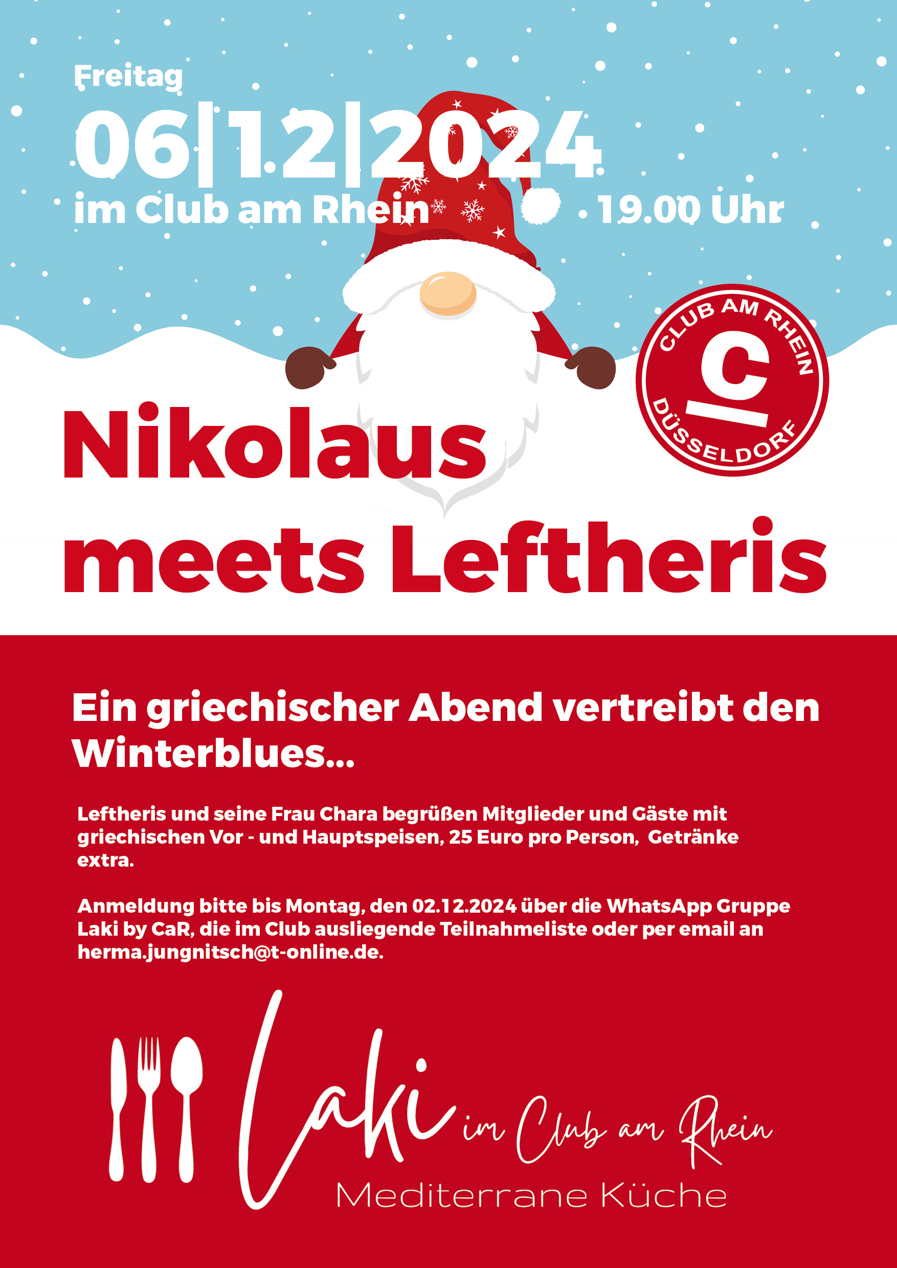 Mehr über den Artikel erfahren Nikolaus meets Leftheris – ein griechischer Abend